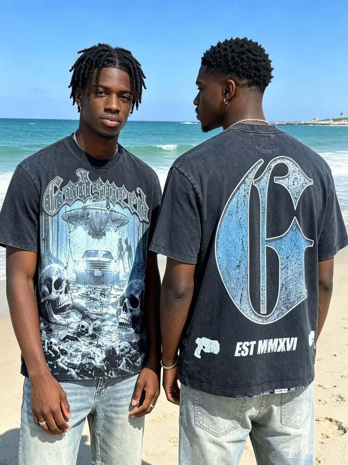 Godspeed Skull Graphic Short-Sleeve T-Shirt