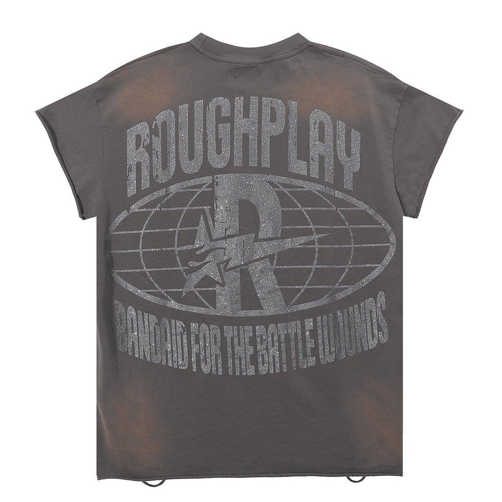 Rough Play Skull Globe Sleeveless T-Shirt