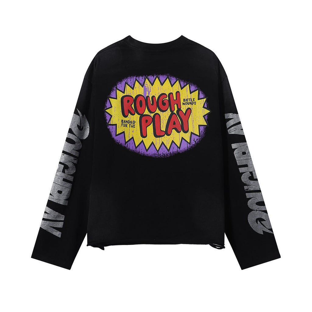 Rough Play Beavis Buttead Rhinestone Graphic Long-Sleeve T-Shirt