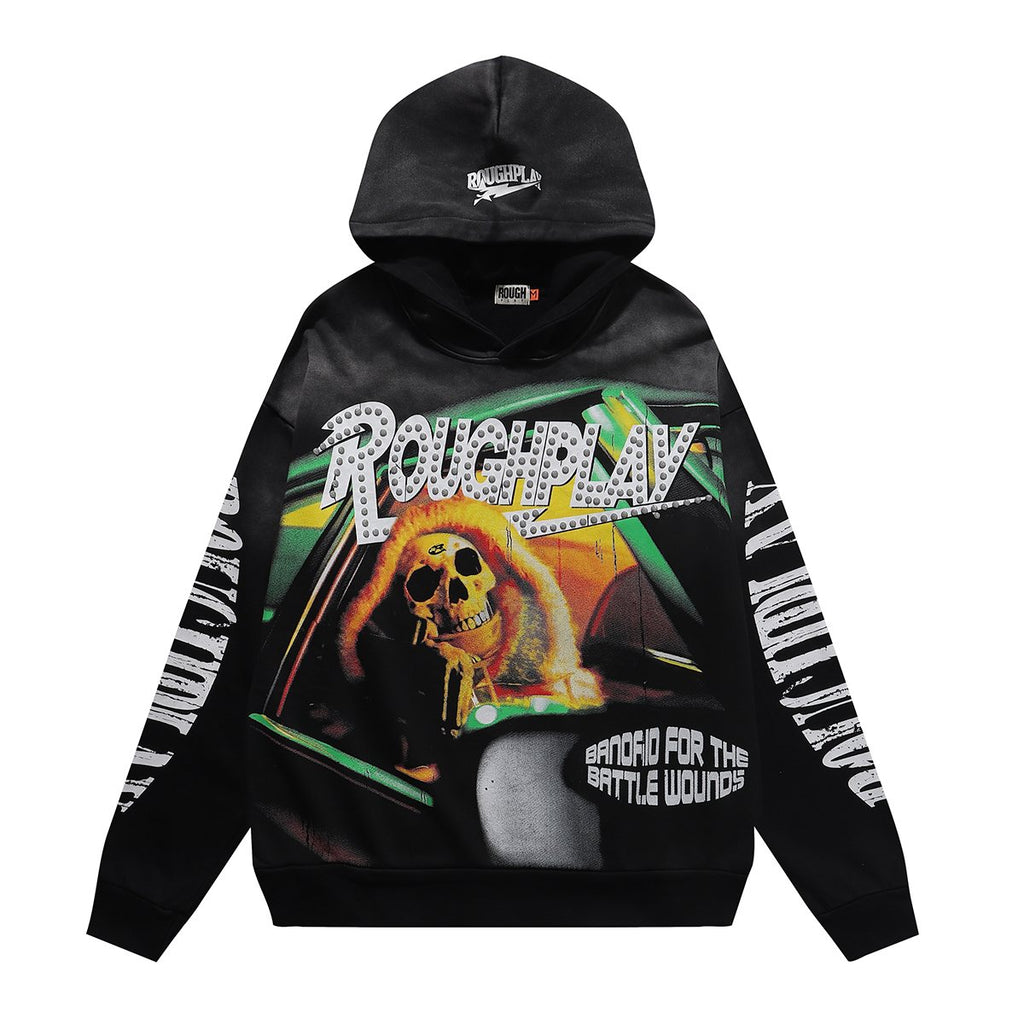 Rough Play In Car Skull Graphic Hoodie