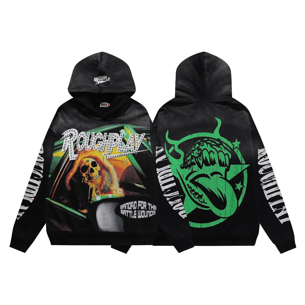 Rough Play In Car Skull Graphic Hoodie