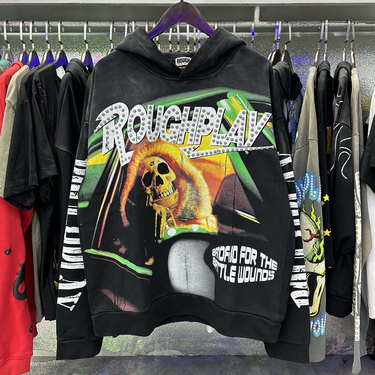 Rough Play In Car Skull Graphic Hoodie