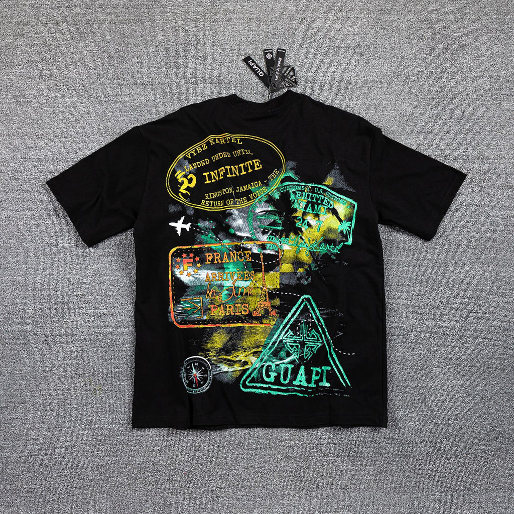 GUAPI World Boss Travel Stamp Graphic T-Shirt