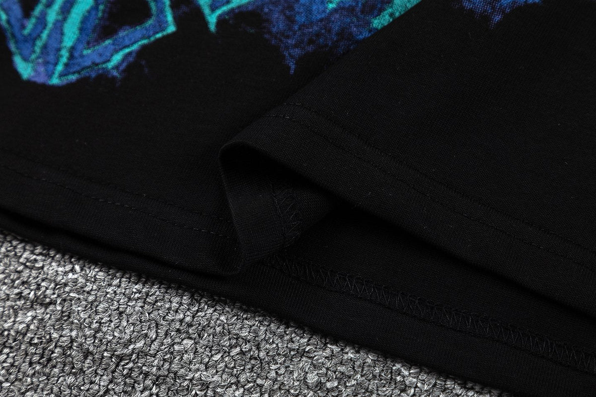 GUAPI Blue Graphic Black T-Shirt