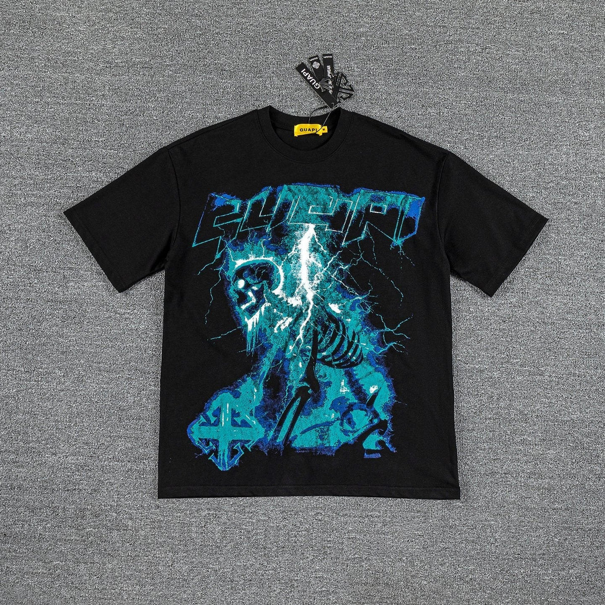 GUAPI Blue Graphic Black T-Shirt