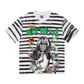 ASAALL Striped Front & Back Graphic T-Shirt