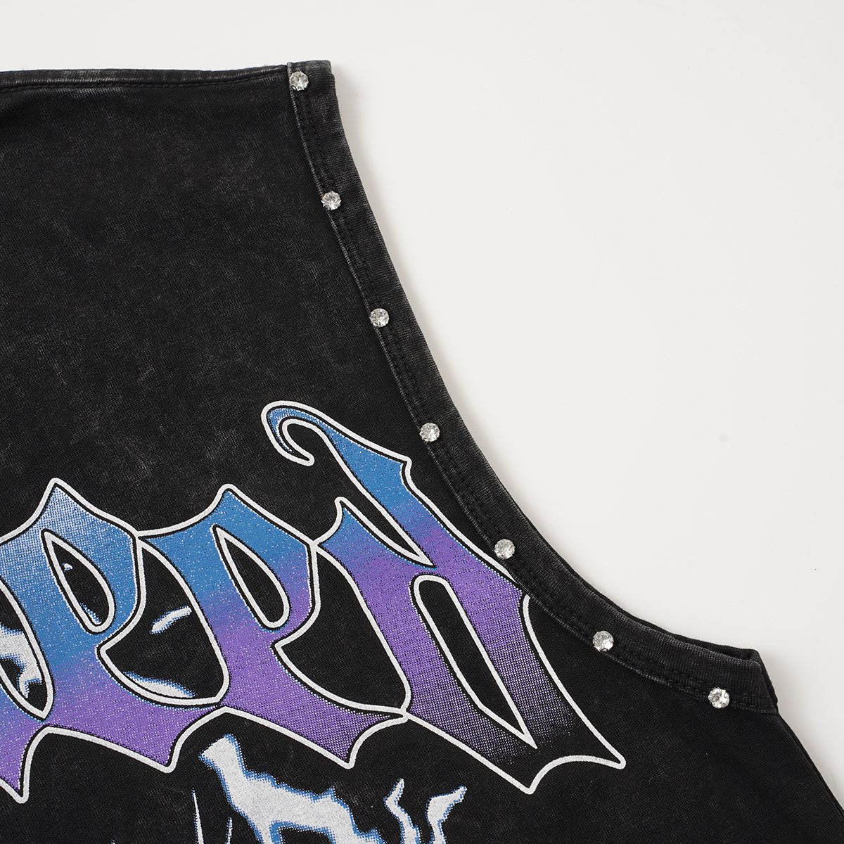 Godspeed Manifest Skull Studded Black Sleeveless T-Shirt