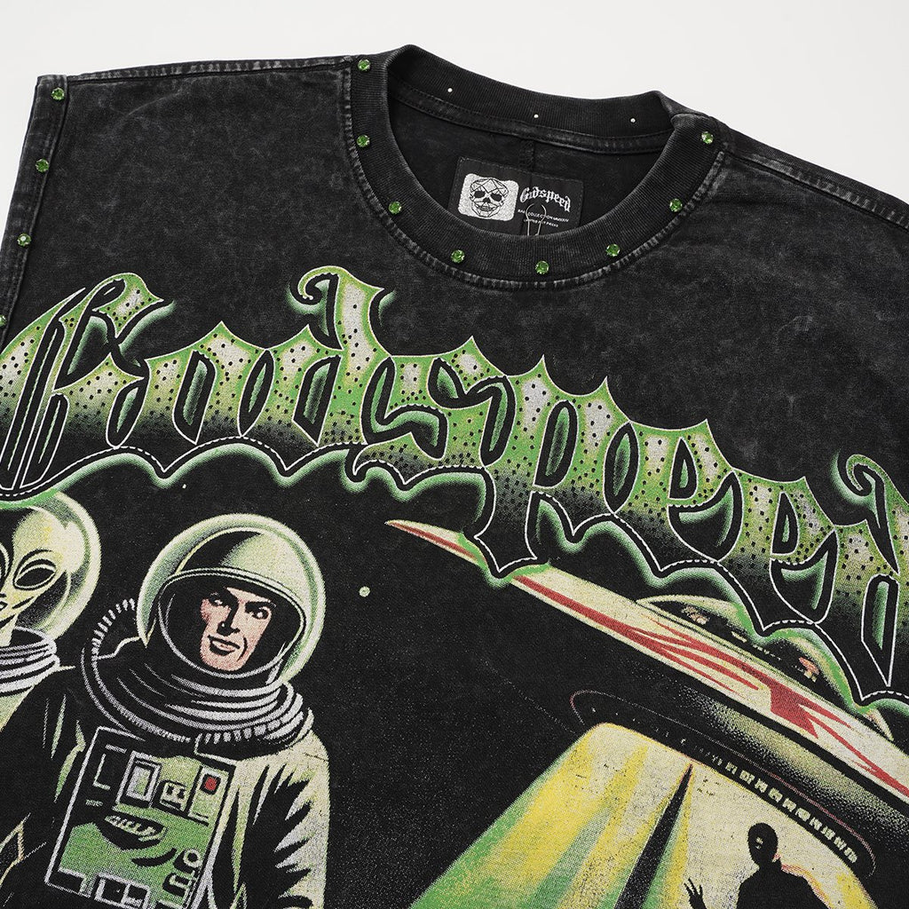 Godspeed Space Graphic Acid-Wash Sleeveless T-Shirt