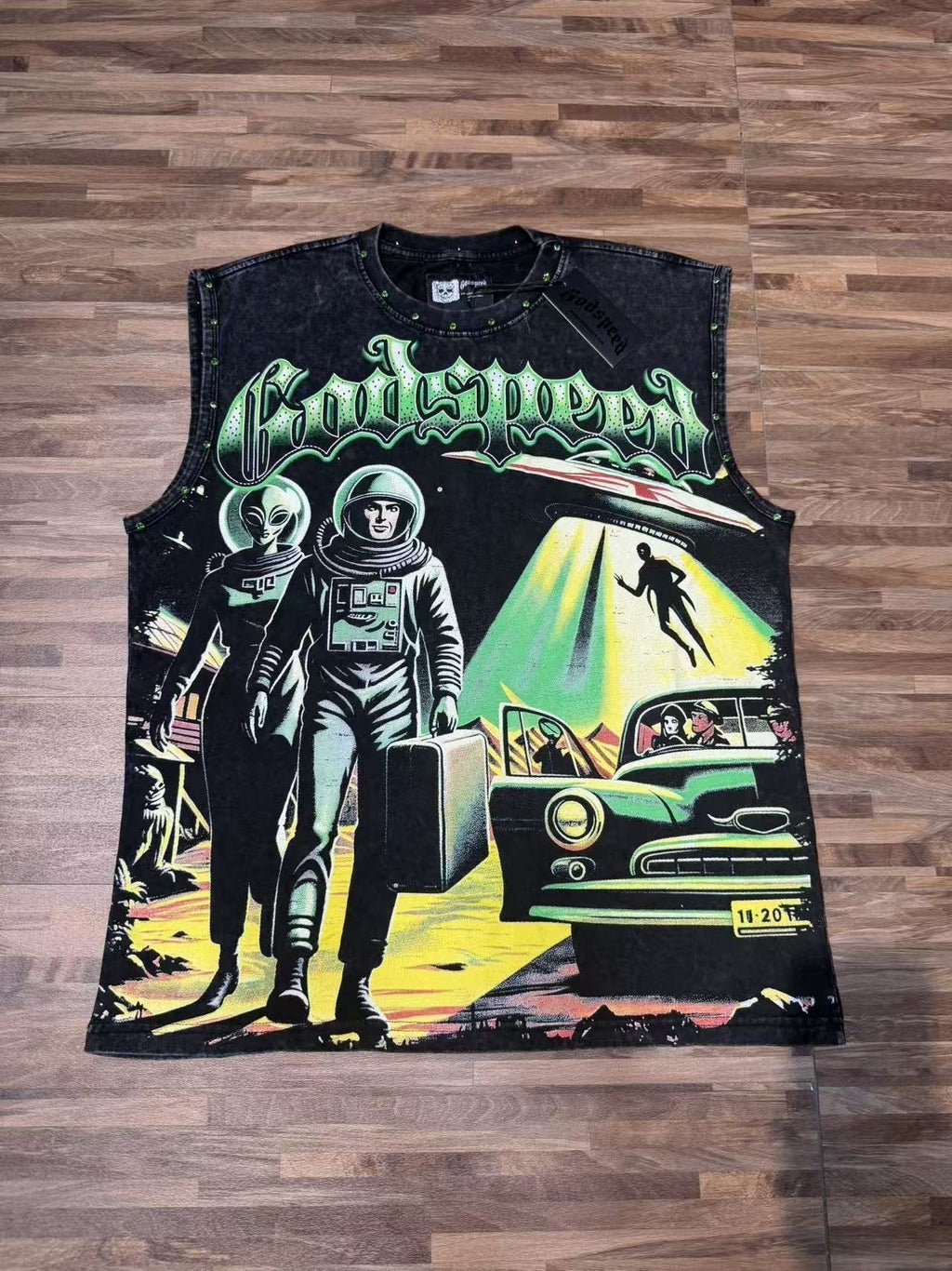 Godspeed Space Graphic Acid-Wash Sleeveless T-Shirt