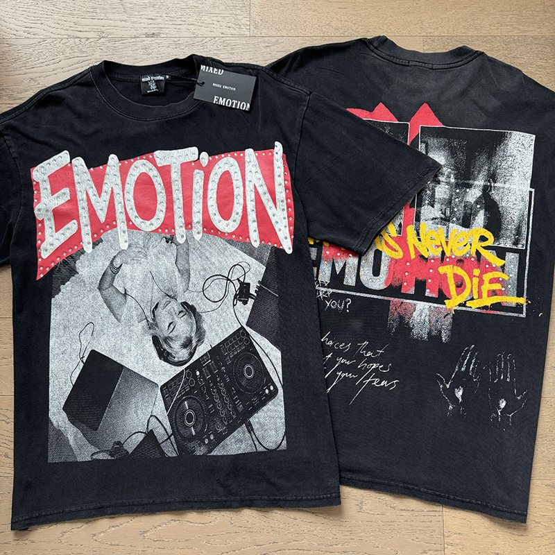 MIXED EMOTION Rhinestone Graphic T-Shirt