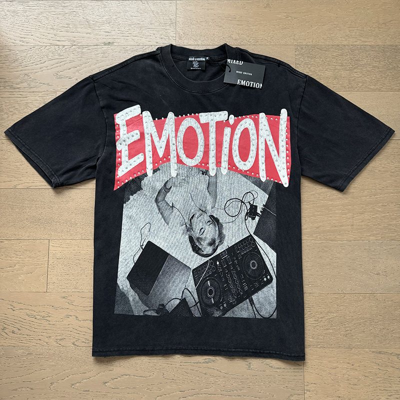 MIXED EMOTION Rhinestone Graphic T-Shirt