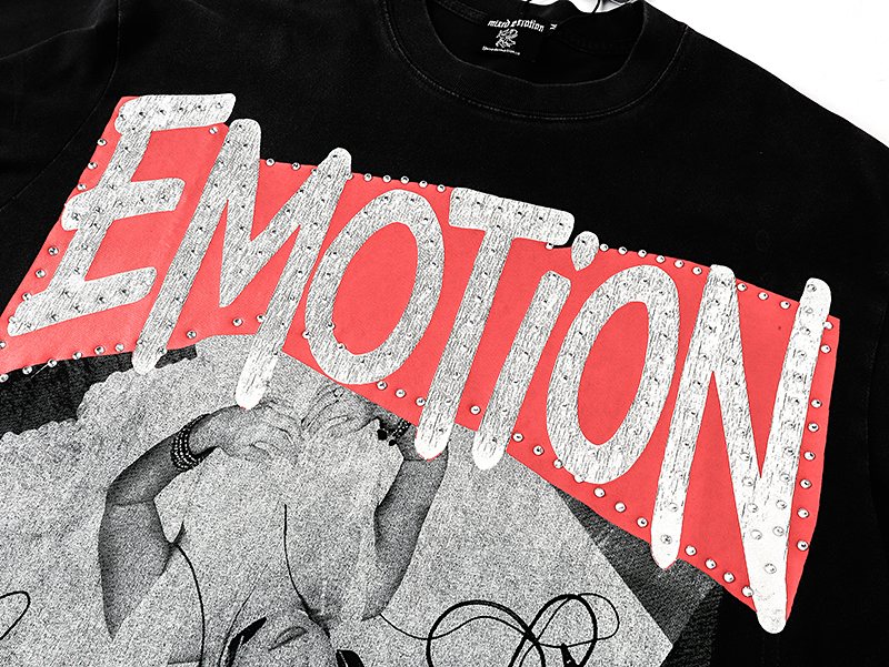 MIXED EMOTION Rhinestone Graphic T-Shirt