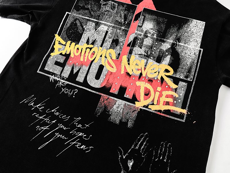 MIXED EMOTION Rhinestone Graphic T-Shirt