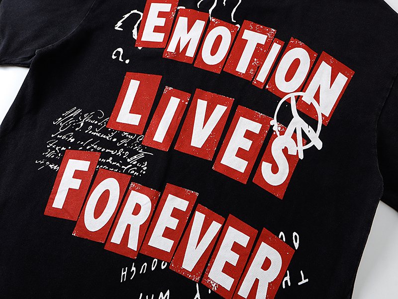 MIXED EMOTION Washed Black Graphic Ringer T-Shirt