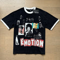 MIXED EMOTION Washed Black Graphic Ringer T-Shirt
