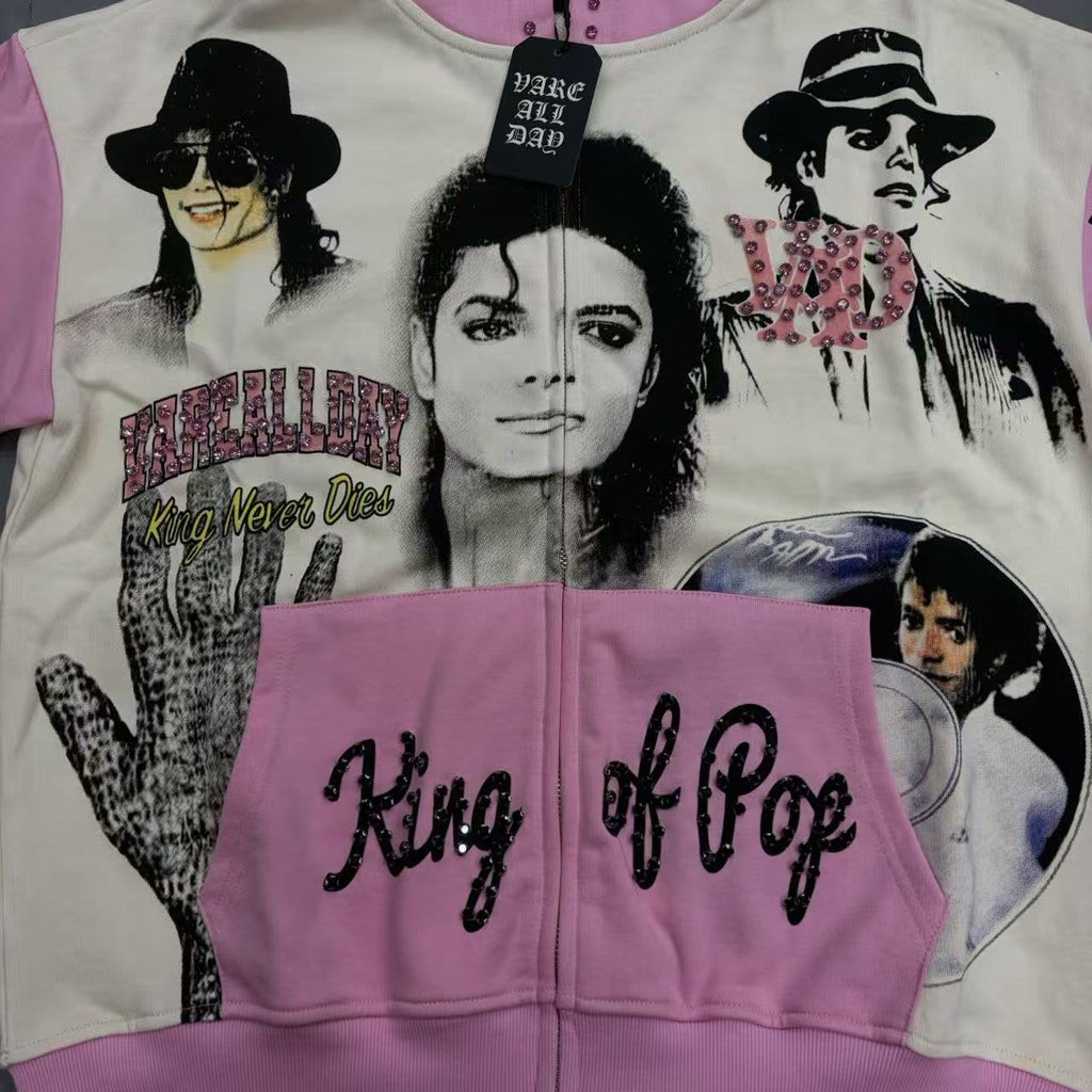 VARE ALL DAY King of Pop Graphic Zip Hoodie