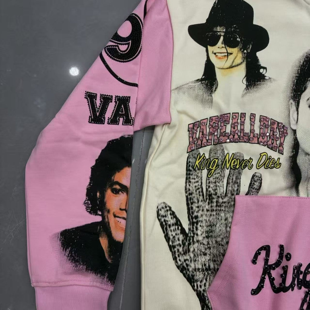VARE ALL DAY King of Pop Graphic Zip Hoodie