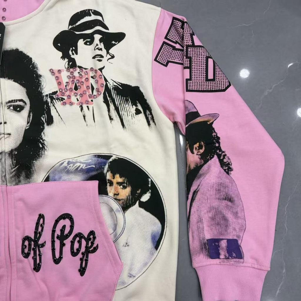 VARE ALL DAY King of Pop Graphic Zip Hoodie