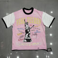 VARE ALL DAY Pink Contrast-Sleeve Graphic T-Shirt