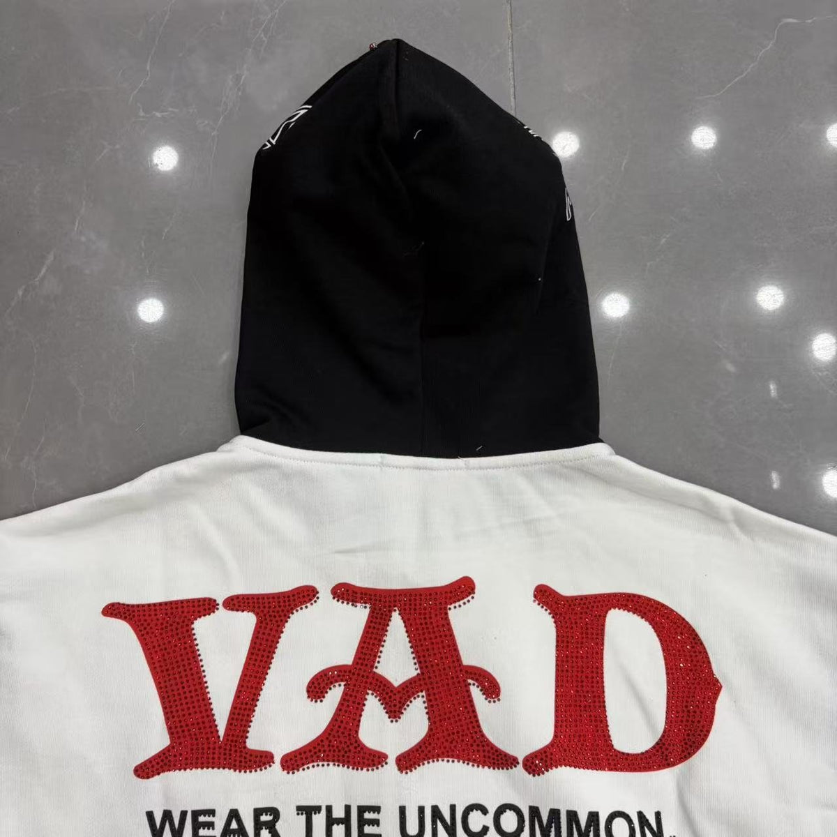 VARE ALL DAY Colorblock Rhinestone Zip Hoodie