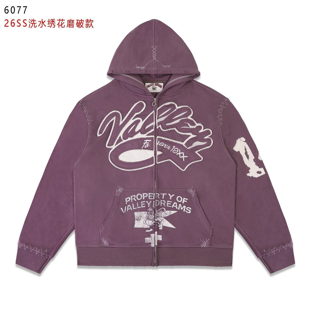 Valley Dreams Washed Full-Zip Graphic Hoodie