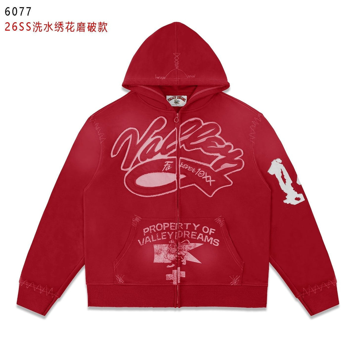 Valley Dreams Washed Full-Zip Graphic Hoodie