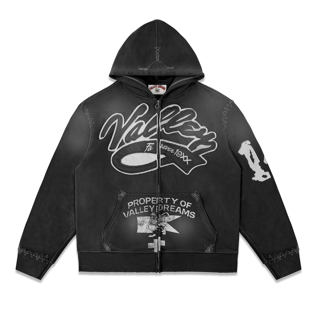 Valley Dreams Washed Full-Zip Graphic Hoodie