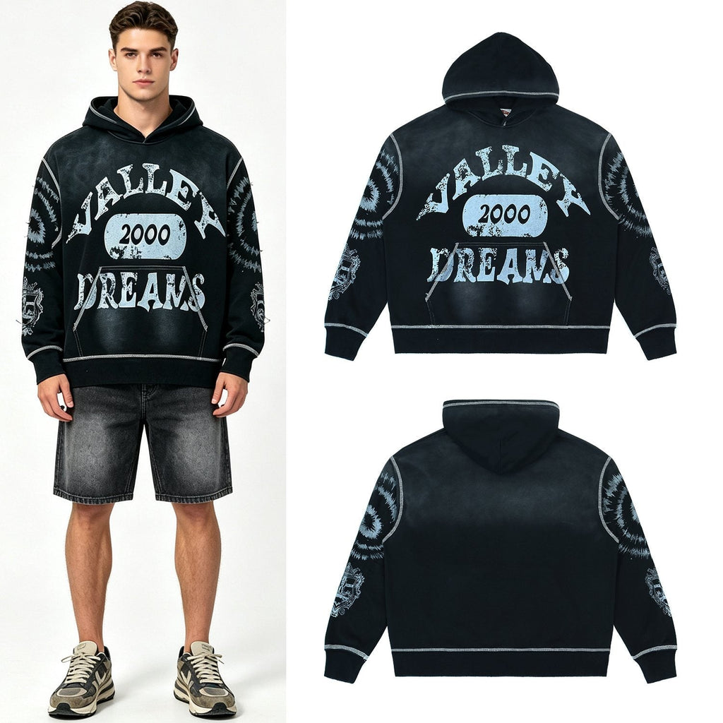 Valley Dreams 2000 Washed Black Graphic Hoodie