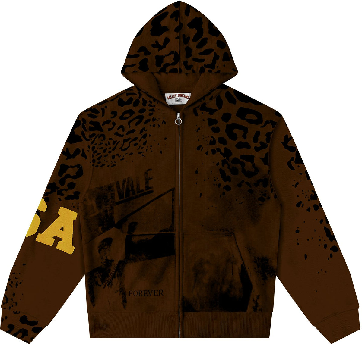 Valley Dreams Forever Leopard Panel Zip Hoodie
