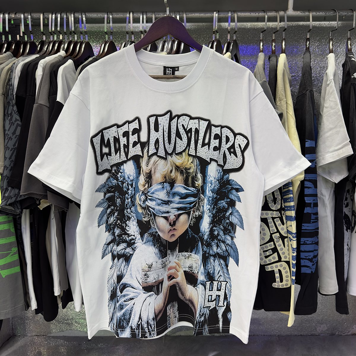 Life Hustlere Pary Praying Angel Graphic T-Shirt