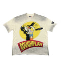 Rough Play Rhinestone Graphic T-Shirt - Cream