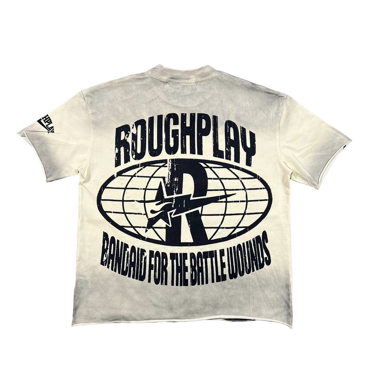 Rough Play Rhinestone Graphic T-Shirt - Cream