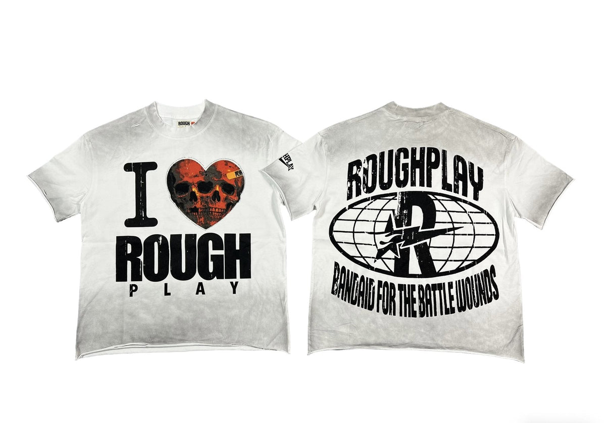 Rough Play Skull Heart Washed Graphic T-Shirt