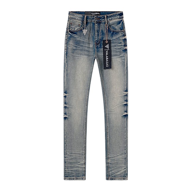 VALABASAS Washed Distressed Blue Jeans