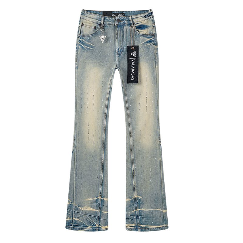 VALABASAS Light Blue Embellished Flare Jeans