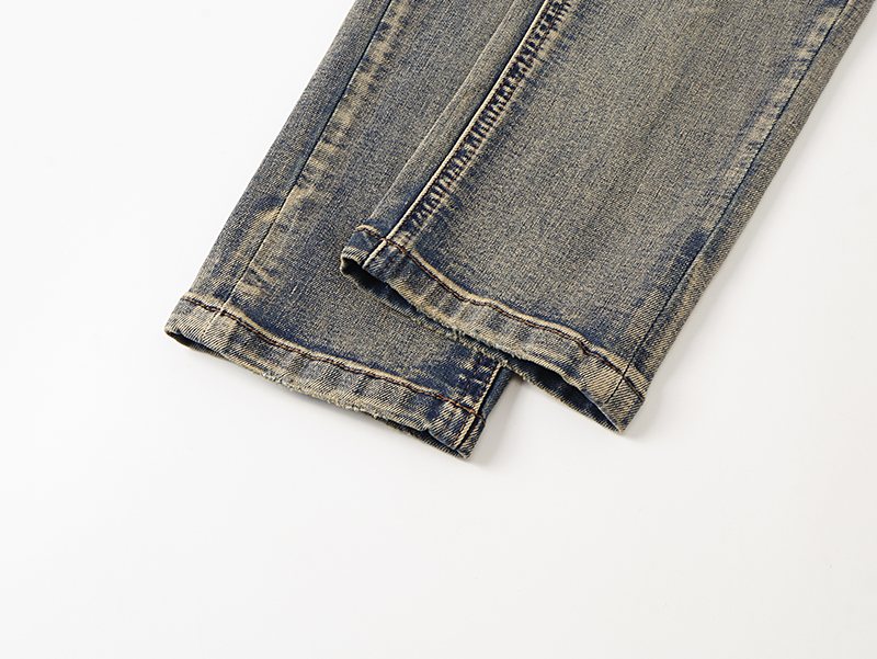 VALABASAS Washed Distressed Blue Jeans with Rear Patch