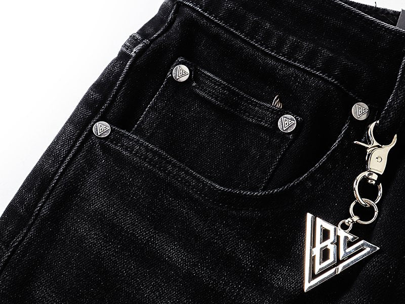VALABASAS Washed Black Distressed Jeans