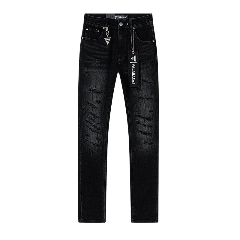 VALABASAS Washed Black Distressed Jeans