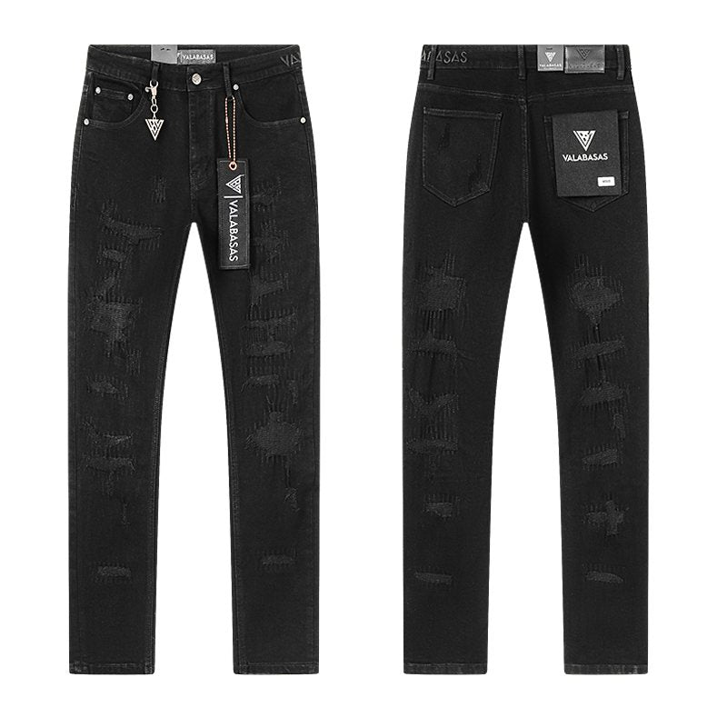 VALABASAS V005 Distressed Black Jeans