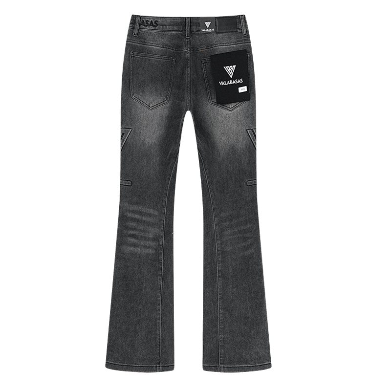 VALABASAS Washed Black Logo Graphic Bootcut Jeans