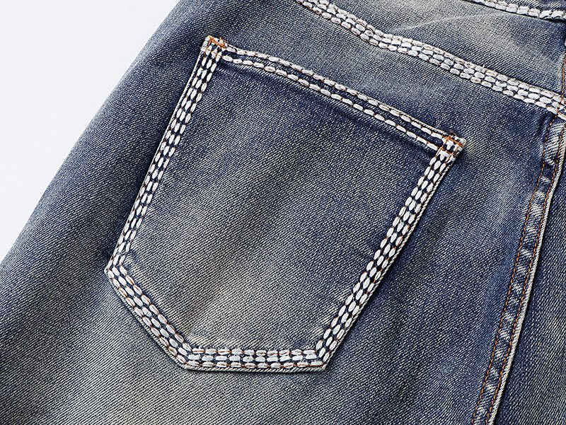 VALABASAS Washed Blue Contrast-Stitch Jeans