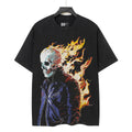 Godspeed Flaming Skull Washed Black Graphic T-Shirt