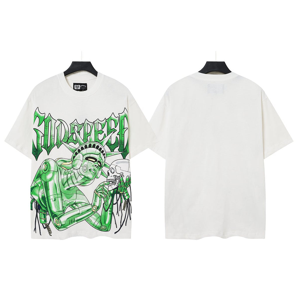 Godspeed Green Front Graphic White T-Shirt