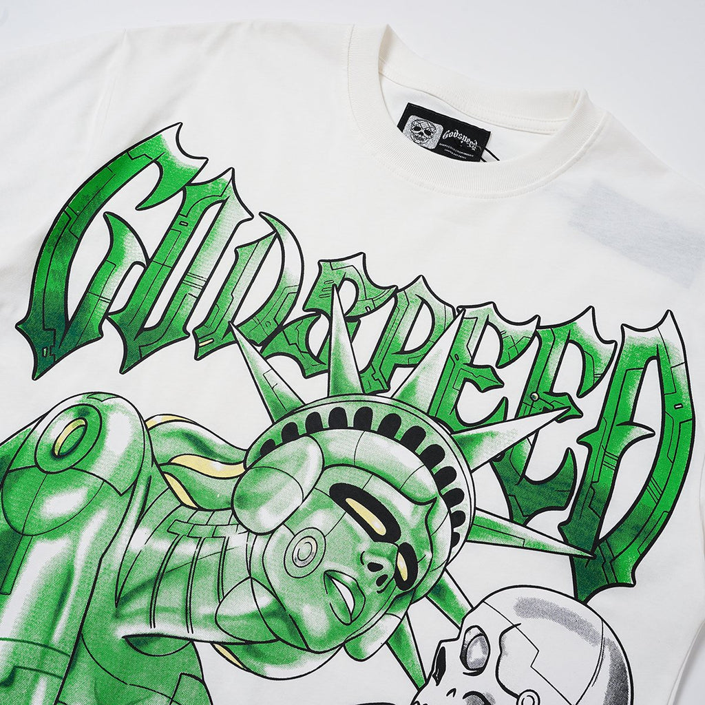 Godspeed Green Front Graphic White T-Shirt