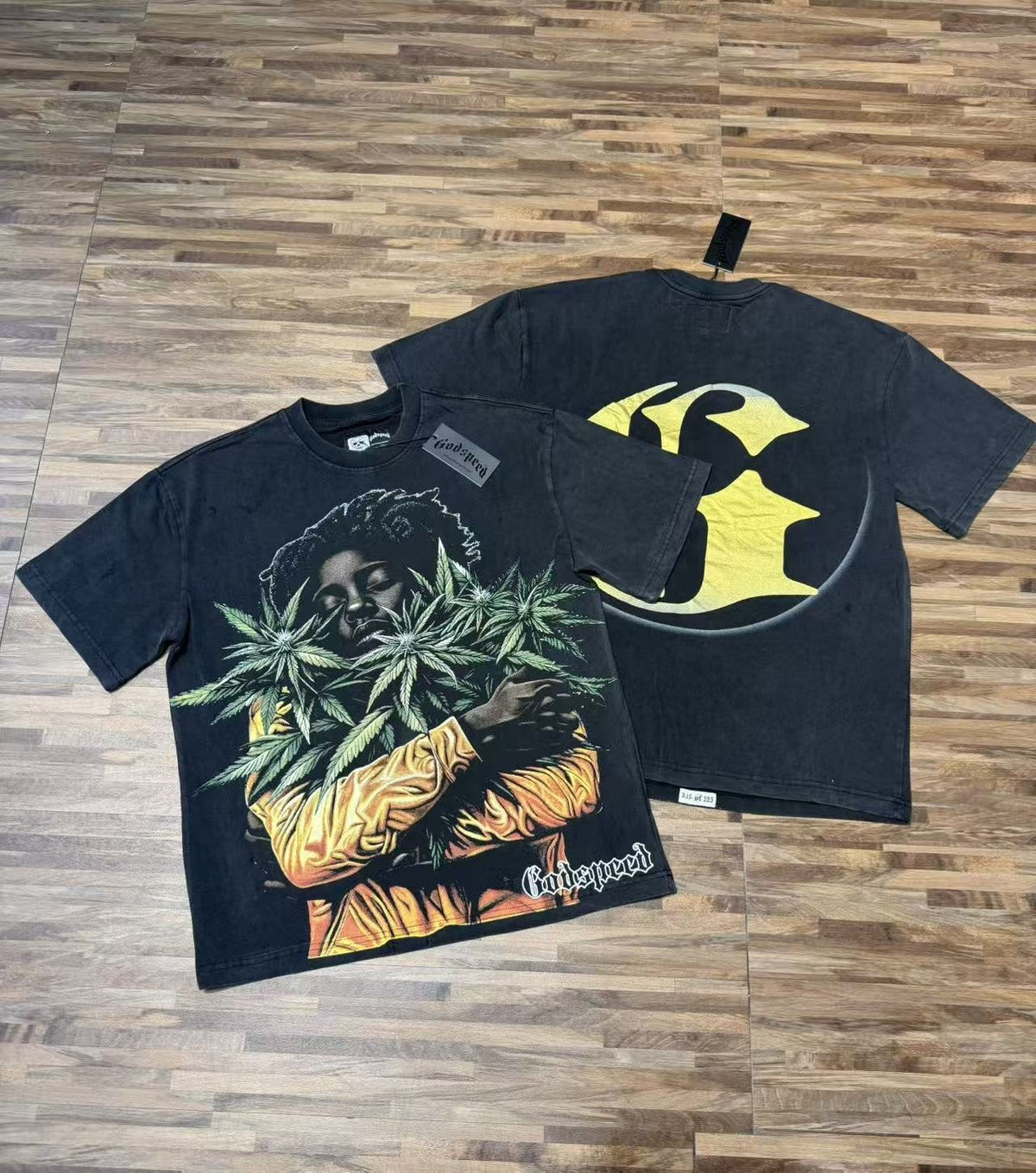 Godspeed Leaf Graphic Washed Black T-Shirt