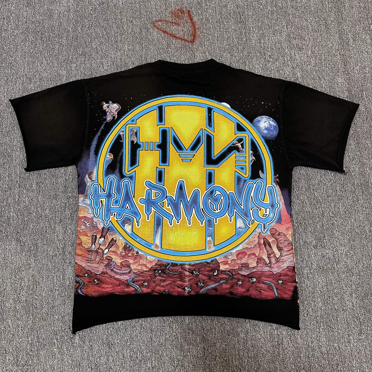 HARMONY Washed Black Rhinestone Graphic T-Shirt