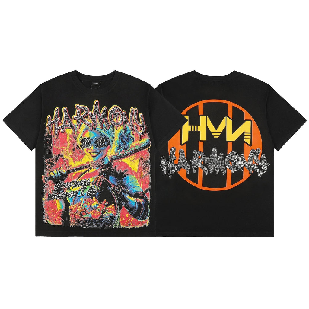 HARMONY Black Front & Back Graphic T-Shirt