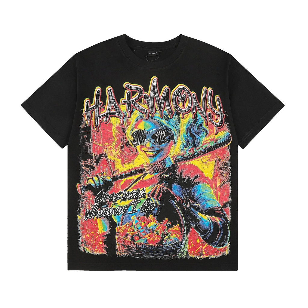 HARMONY Black Front & Back Graphic T-Shirt