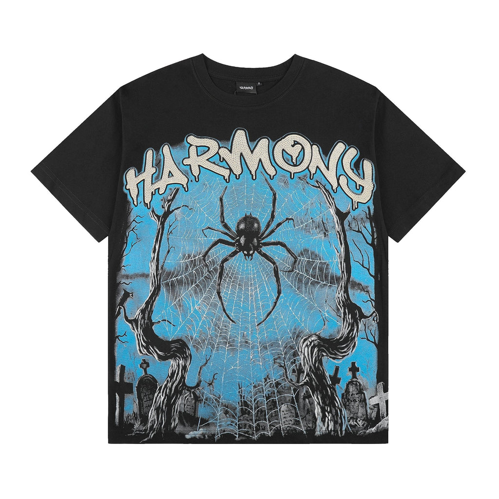 HARMONY Spider Web Graphic Black Short-Sleeve T-Shirt