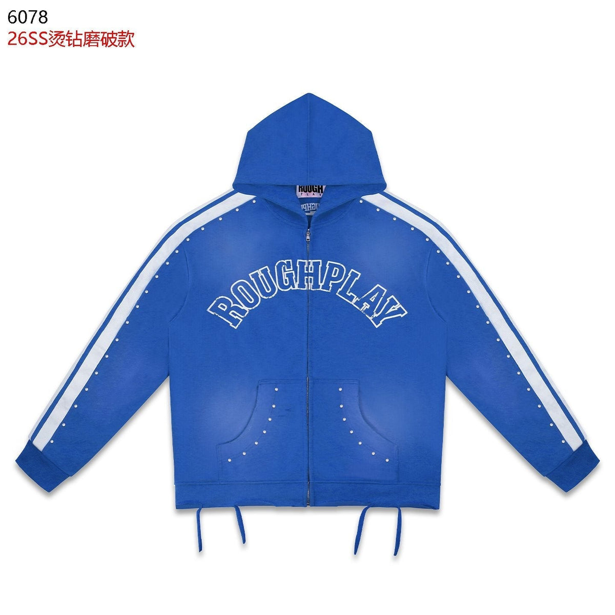Rough Play Studded Stripe Full-Zip Hoodie